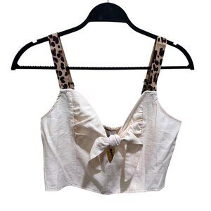 J.O.A. Just One Answer Womens Size M Ivory Animal Print Straps Boho Crop Top NWT